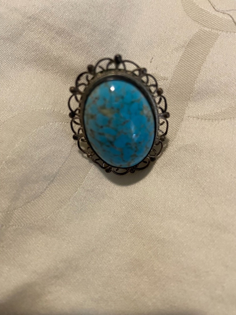 Turquoise Oval Statement Ring - Blue Stone Fashion Ring
